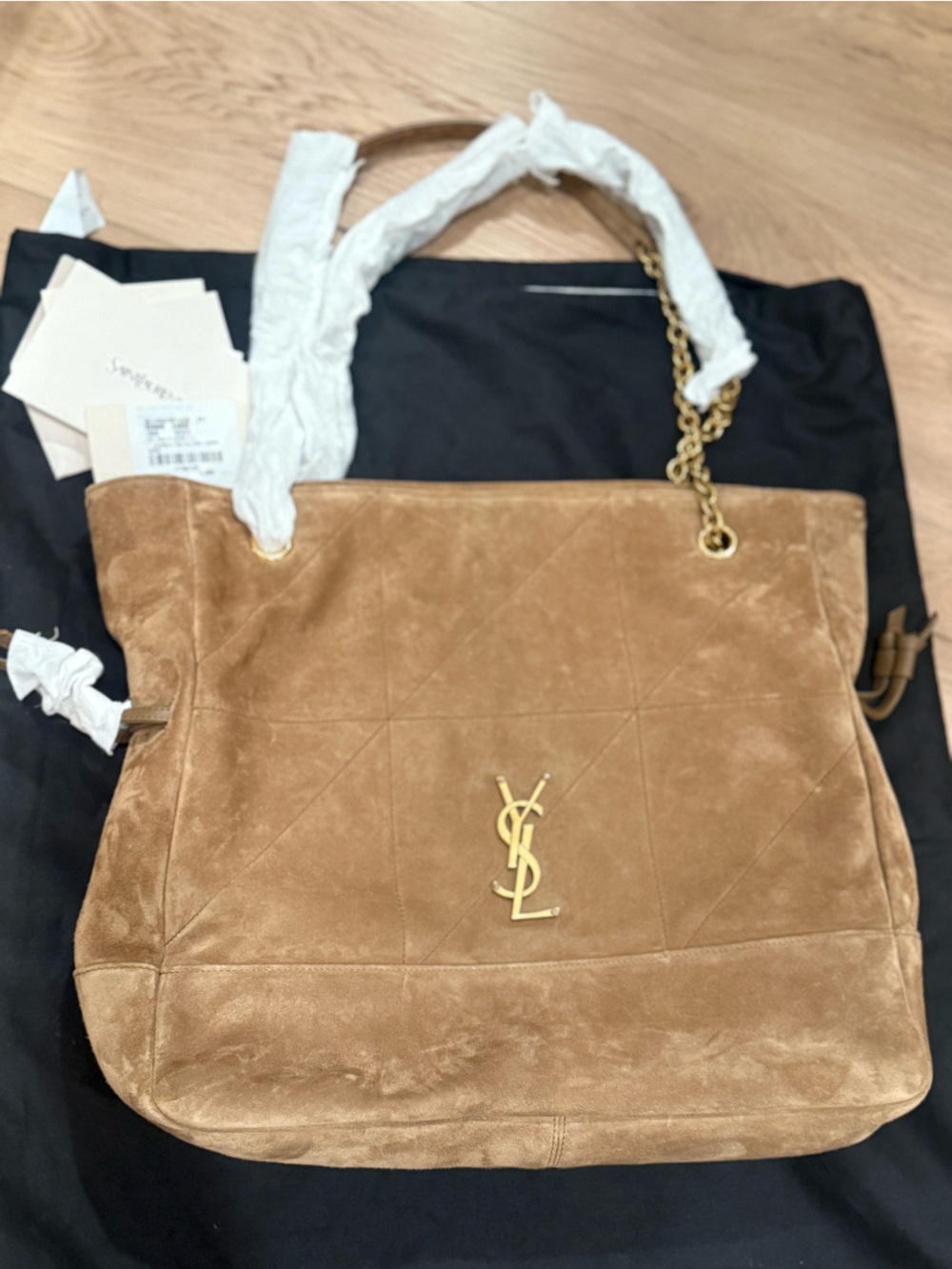 Authentic Saint Laurent Women's Jamie Suede Drawstring Tote Bag - Picture 10 of 15